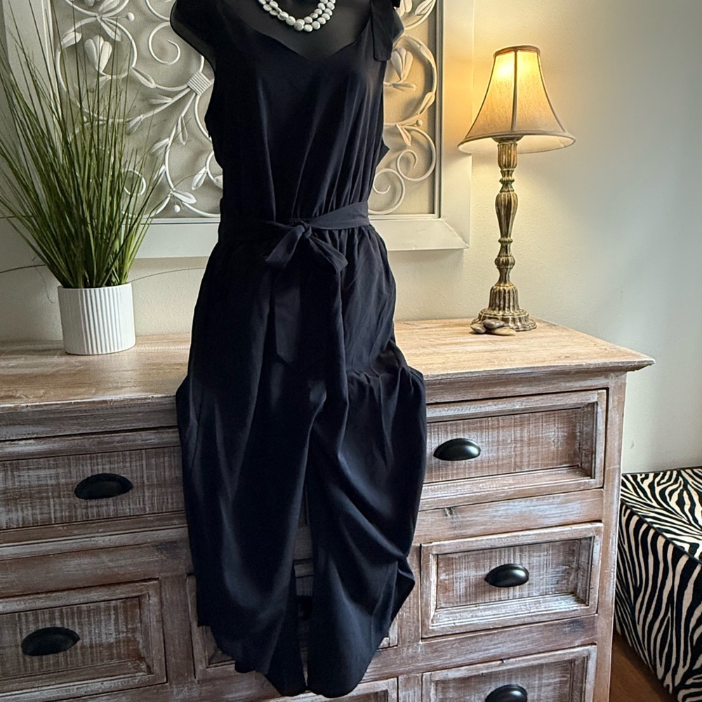 New Adorable Black Jumpsuit with Pockets & Bows